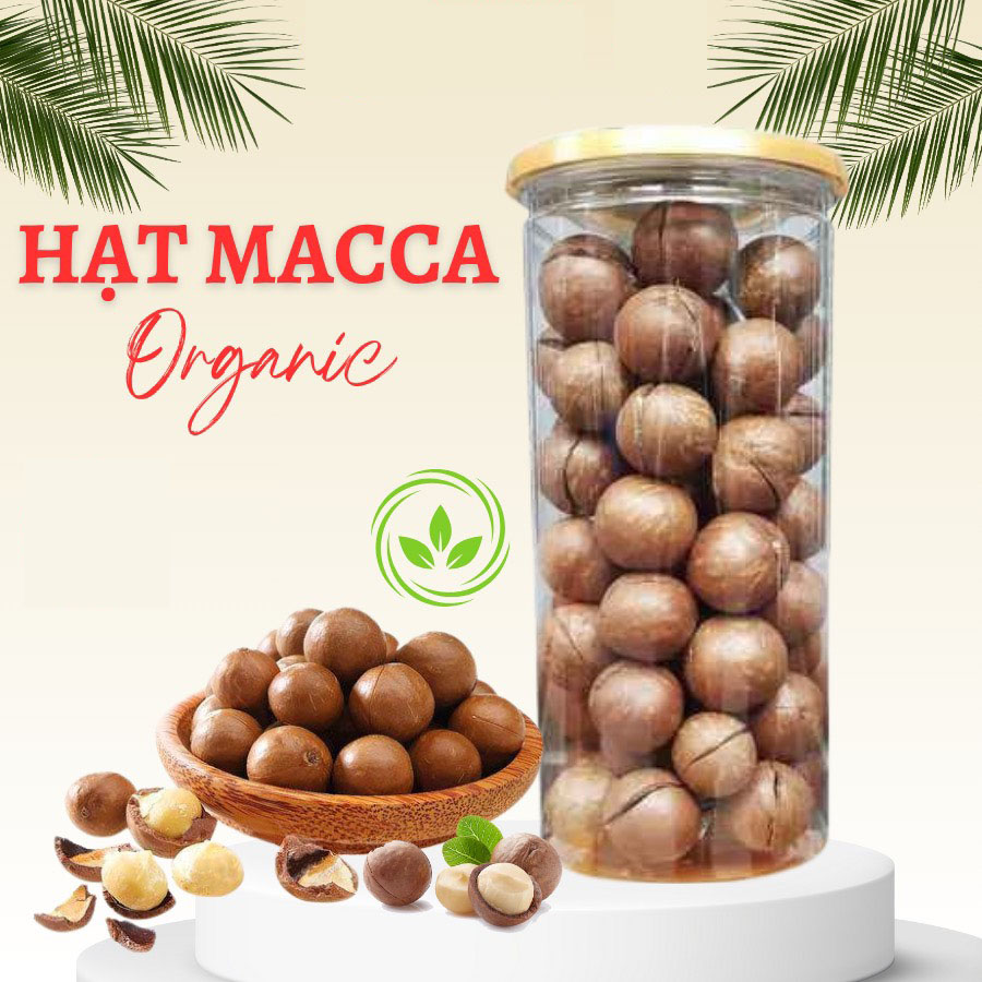 Hạt mắc ca nứt vỏ - macca sấy nứt lon 500gram - date mới - size lớn
