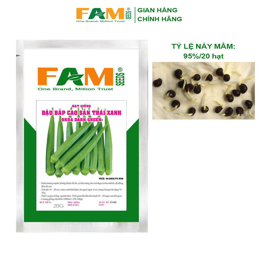 Hạt Giống Đậu Bắp Cao Sản Trái Xanh - Gói 20gr