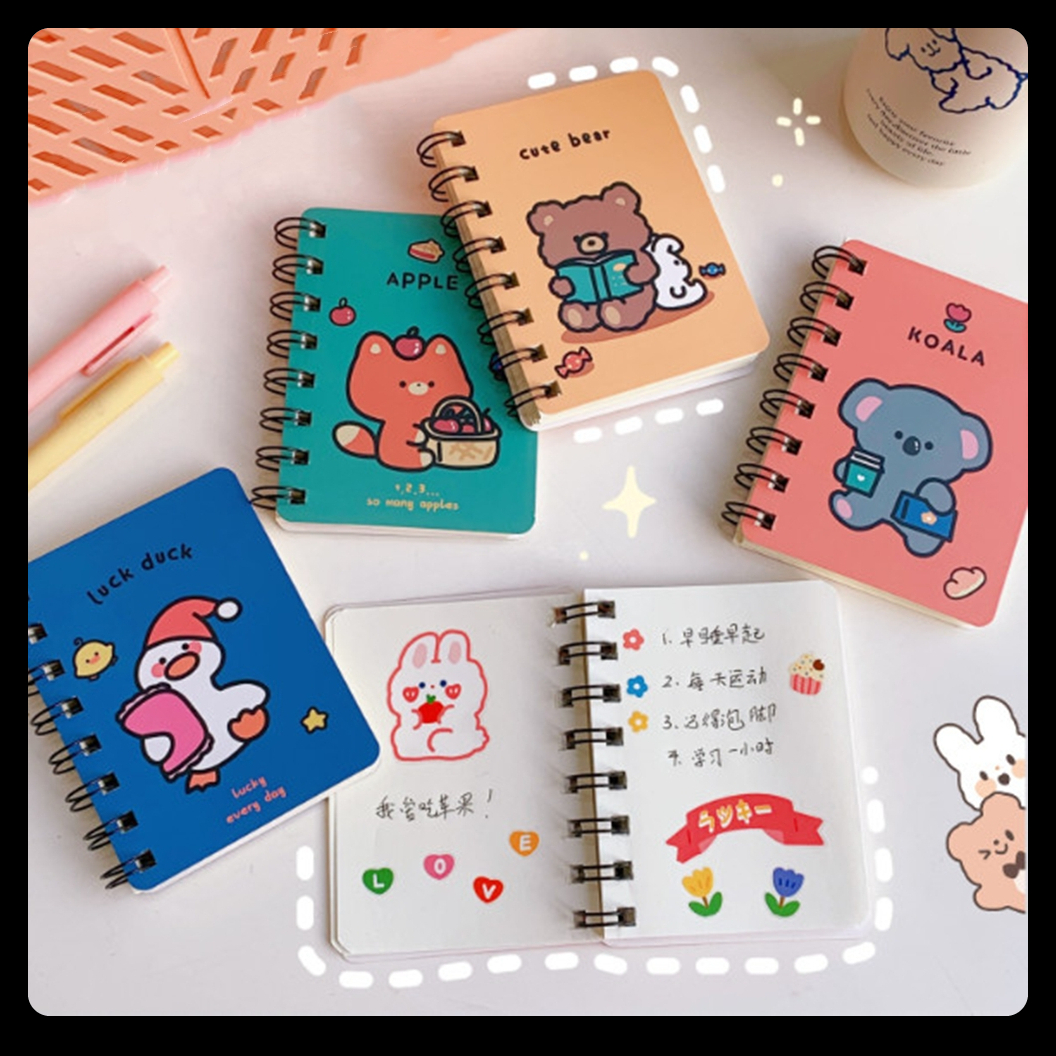 Sổ lò xo ghi chép mini nhỏ xinh - Sổ cầm tay hình thú cưng sắc màu cute - Đồ dùng học tập giá rẻ