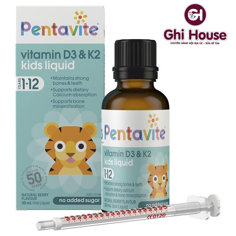 [HCM]Pentavite Vitamin D3 K2 30ml cho bé từ 1-12 tuổi