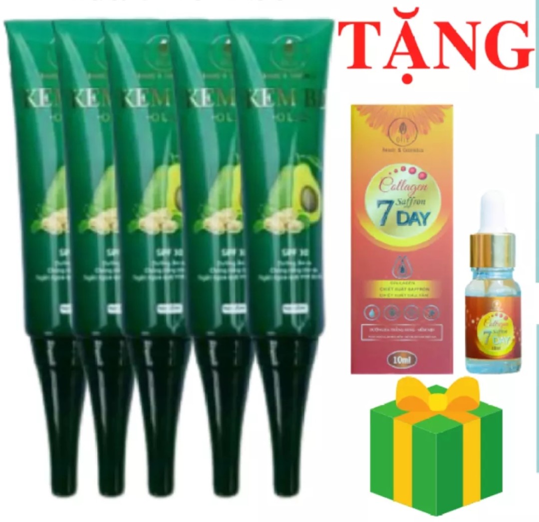 Kem bơ cấy trắng Da Nano Olic - Combo 5 Tuýp Tặng 1 Serum Collagen Saffron 7Day