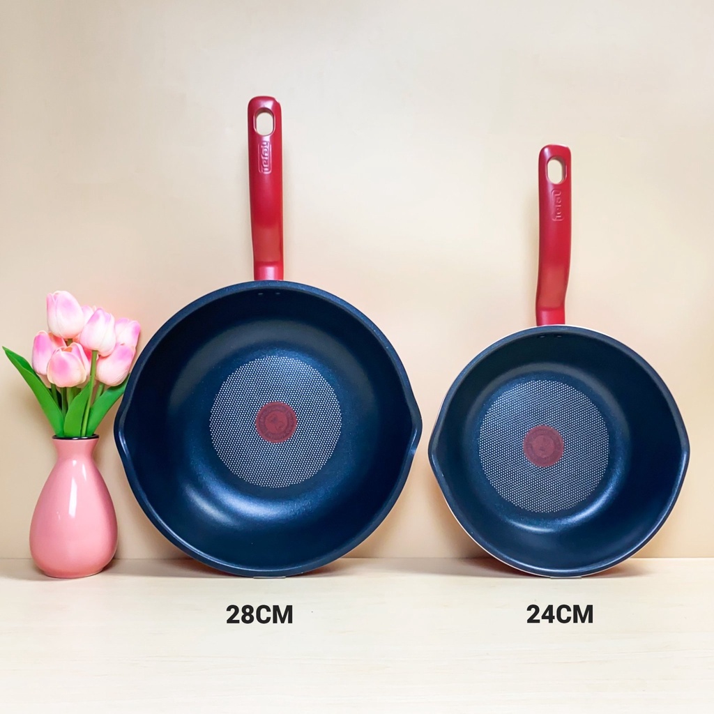 Chảo chiên sâu lòng đáy từ tefal so chef chống dính,size 24cm,28cm dùng cho mọi loại bếp - hàng chính hãng