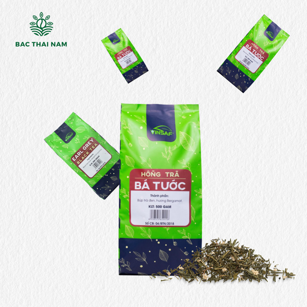 Hồng Trà VinSaf trà bá tước 500 Gram nguyên liệu pha chế đồ uống, nguyên liệu pha chế trà sữa, trà bá tước earl grey TBTV500