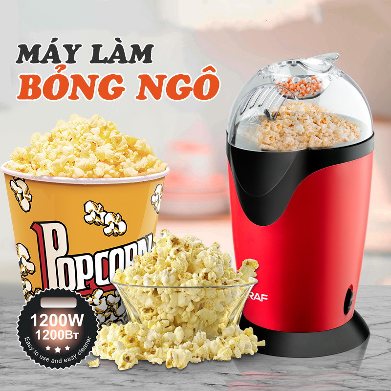 Máy làm bỏng ngô mini máy làm bắp rang bơ 3 phút để làm bỏng ngô ngon cho gia đình an toàn vệ sinh tiện dụng