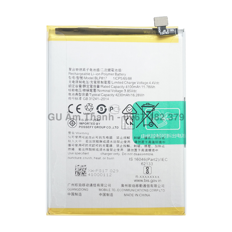 Pin cho oppo a16k cph2349 dung lượng 4230mah zin máy