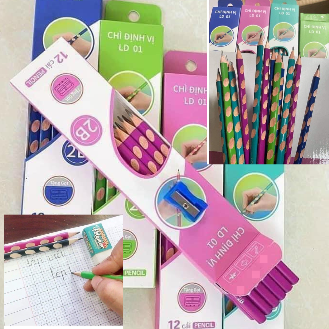 Hộp 12 bút chì gỗ định vị ld01 2b made in việt nam nét êm trơn