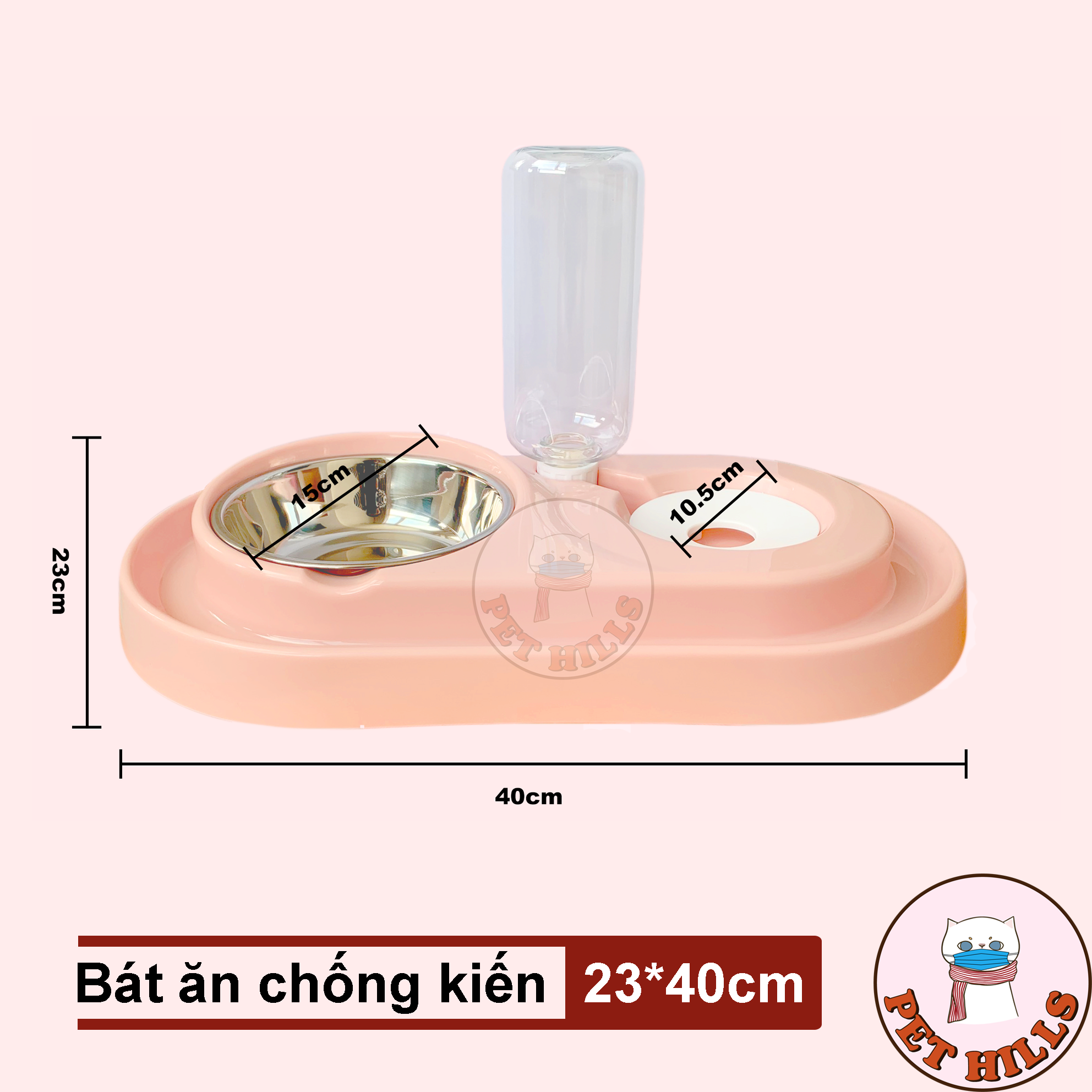 Bát chống kiến kèm bình nước uống tự động cho thú cưng-Bát ăn cho chó mèo-Bát chống kiến cho mèo-Bat chong kien-Bát chống kiến-Bat an cho cho meo kem binh nuoc tu dong-Bát ăn cho mèo kèm bình nước tự động