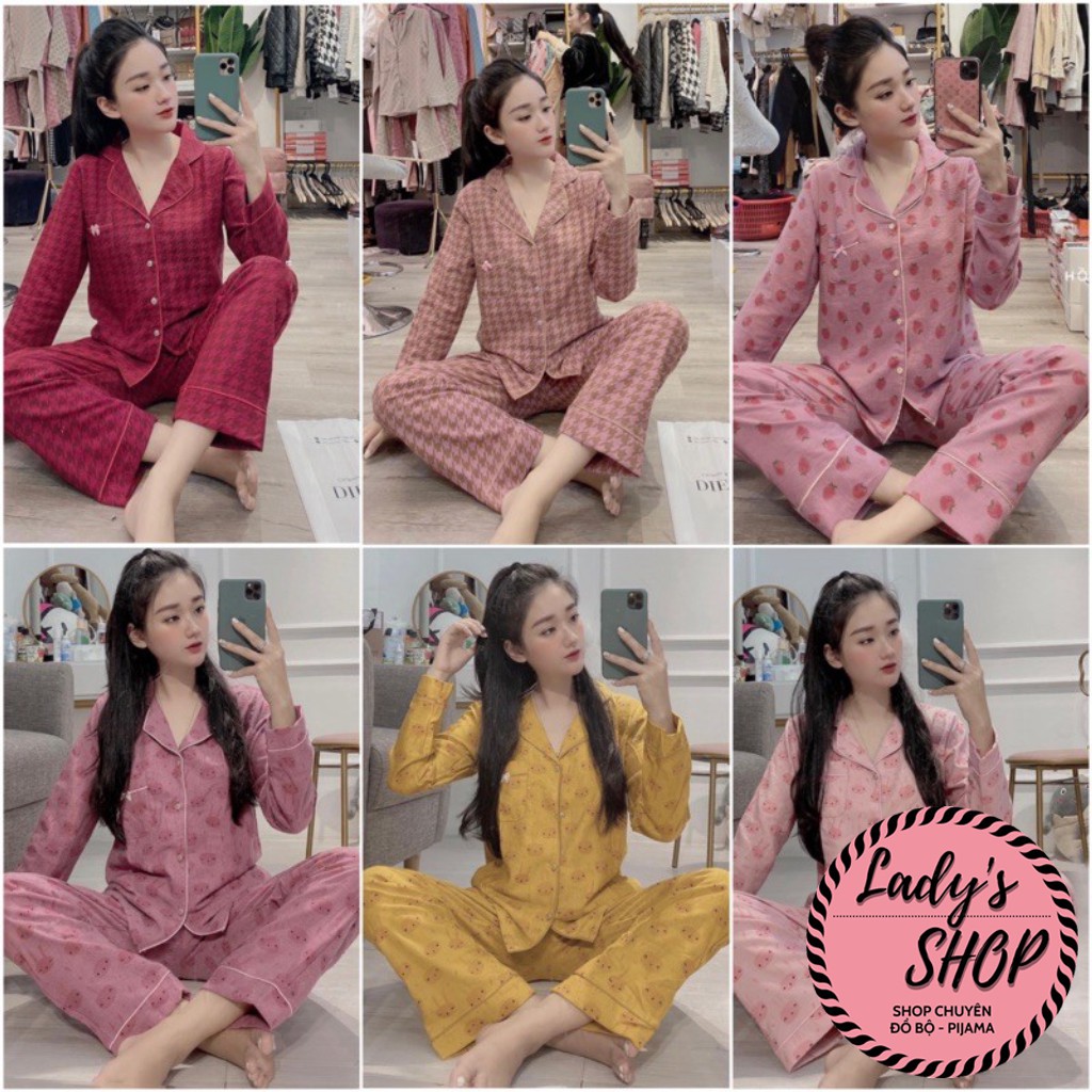 MẪU MỚI Đồ Bộ Pijama Bộ Thu Đông Nữ Bộ Ngủ Chất Liệu Nhung Tăm Tay Dài HÀNG ĐẸP CHUẨN