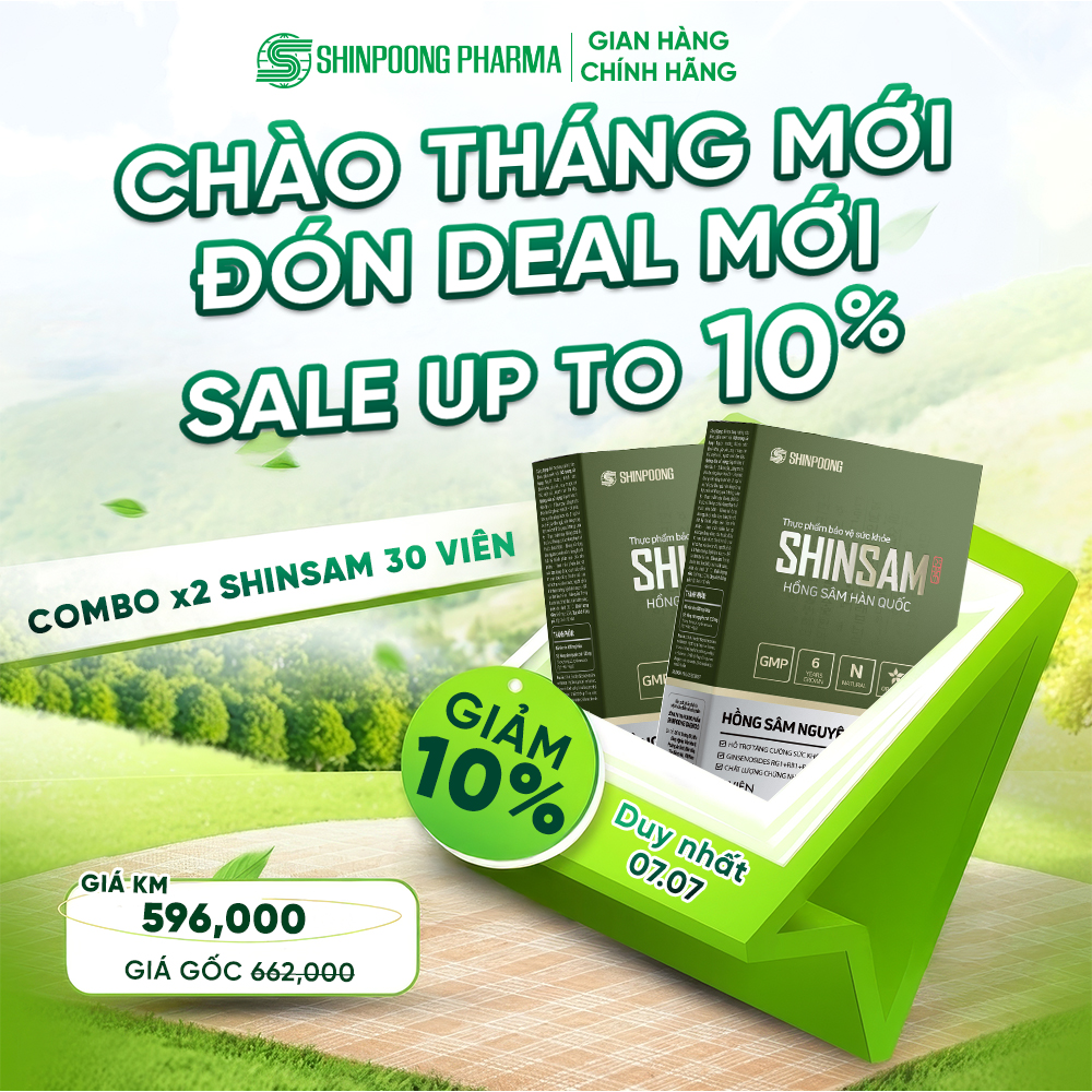 Combo 2 Thực phẩm bảo vệ sức khỏe Shinpoong Pharma SHINSAM Chiết xuất Hồng Sâm hỗ trợ tăng cường sức khỏe (30 Viên)
