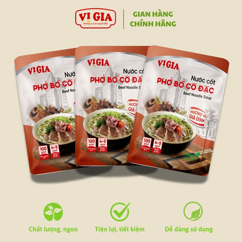 Nước Cốt Phở Bò cô đặc Vị Gia 100g, an toàn, thơm ngon, chuẩn vị