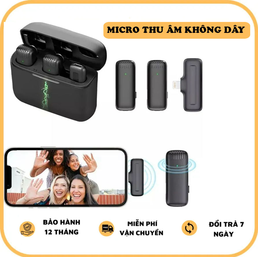 Micro không dây cài áo thu âm cho điện thoại j13 - micro thu âm không dây dùng được cho iphone/android âm thanh to rõ pin trâu có hộp sạc không dây - micro thu âm cài áo loại tốt bảo hành 12 tháng