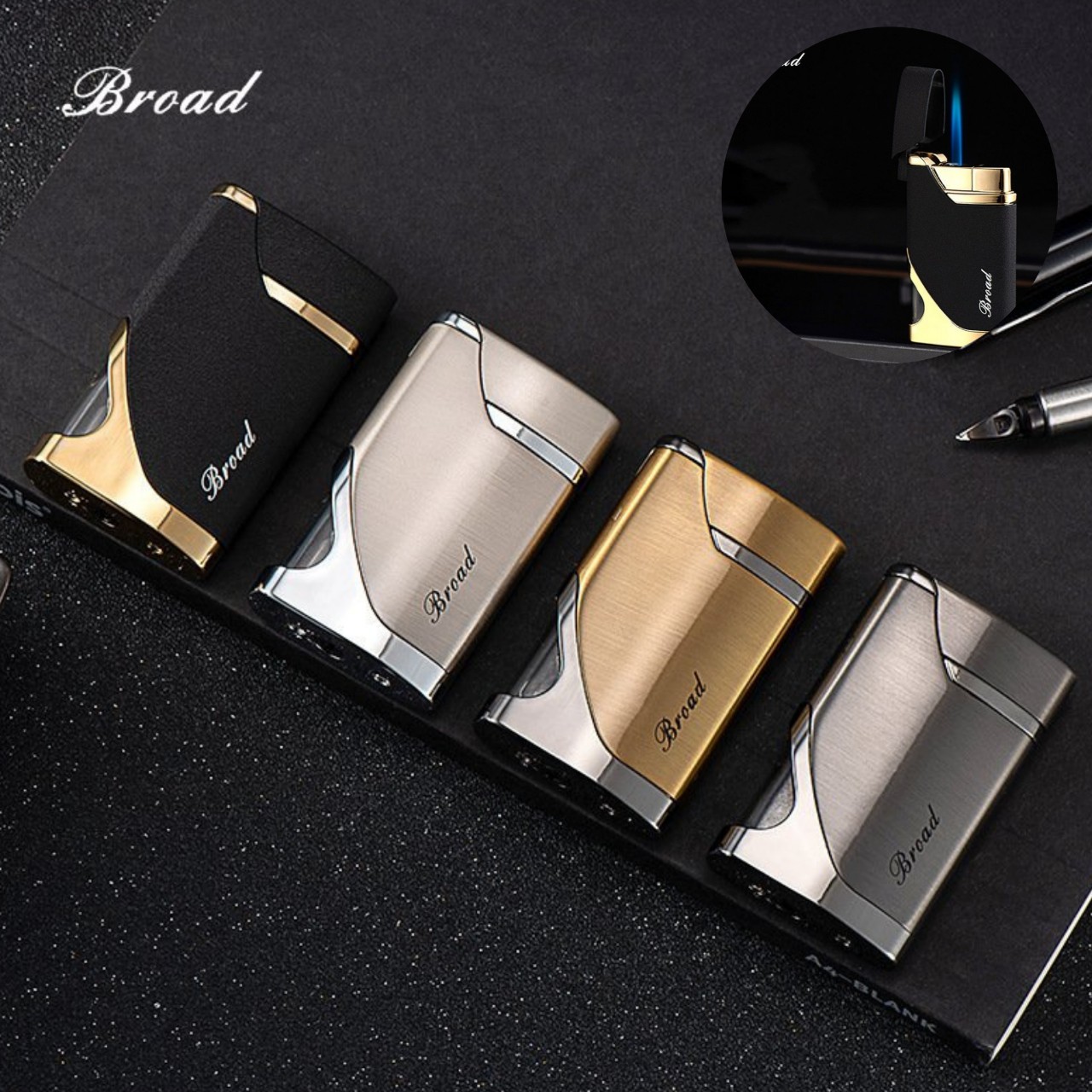 Bật Lửa Hộp Quẹt Gas Khò Lộ Thiên Broad BD278 Kim Loại ( Lửa Khò Mạnh - Nhiều Màu) Hộp Quẹt Thích Hợp Làm Quà Sưu Tầm