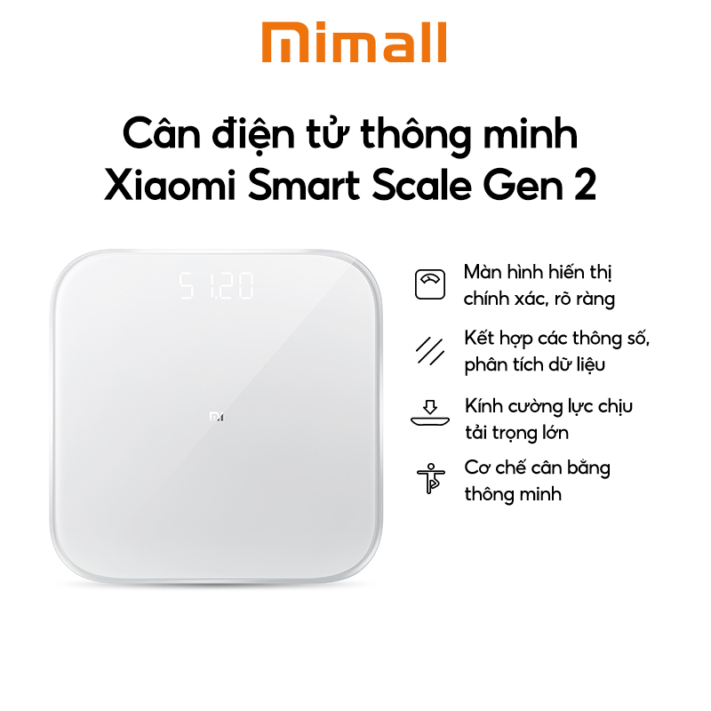 Cân điện tử thông minh Mi Smart Scale 2 - Kết nối Bluetooth 5.0 | Dùng pin AAA | Trọng lượng tối đa 150kg - Bảo hành chính hãng 6 tháng