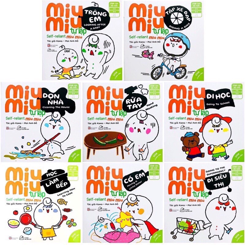 Sách - bộ 8 cuốn - ehon kĩ năng sống - miu miu tự lập cho bé từ 1-6 tuổi phần 2