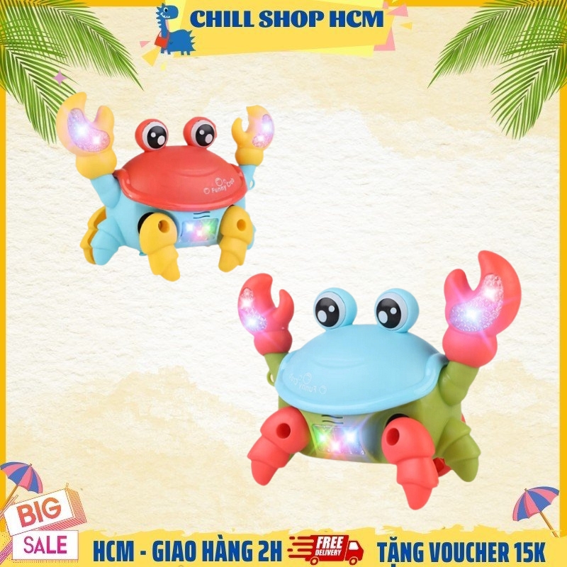 Đồ chơi con cua chạy pin có phát nhạc và đèn cho bé