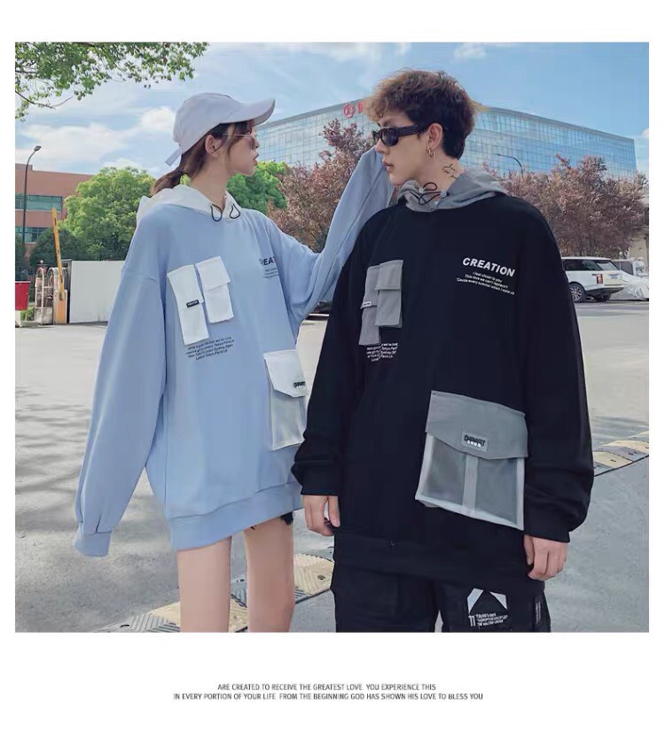 ÁO KHOÁC CẶP CHẤT NỈ NAM NỮ PHỐI TÚI HỘP DẠNG TRONG CỰC NGẦU