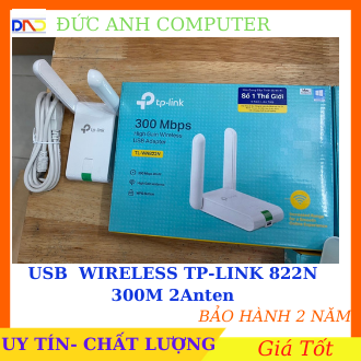 Usb wireless thu sóng wifi tplink wn 822n - 2 anten -300m- thu sóng cực tốt - chính hãng tplink 100%