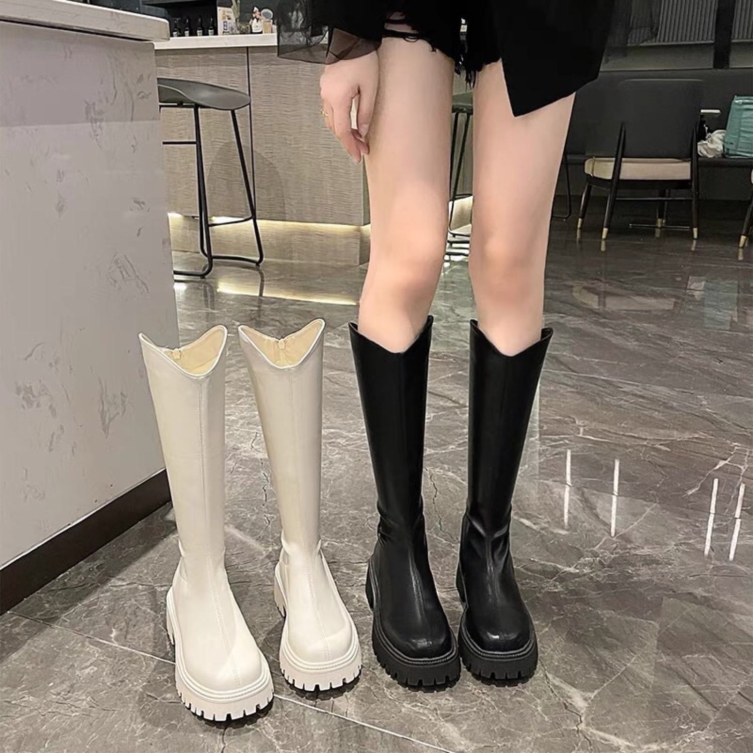 Bốt đùi cổ v 4 phân chất da đẹp