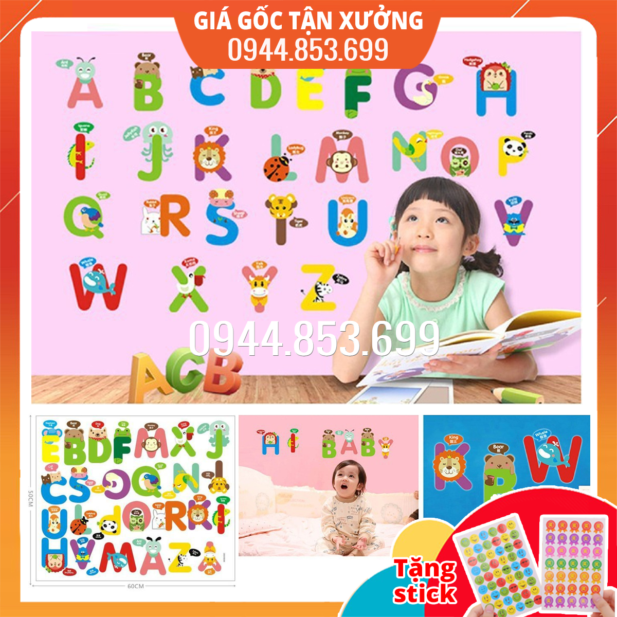 Decal dán tường bảng chữ cái tiếng anh cho bé DLX912C
