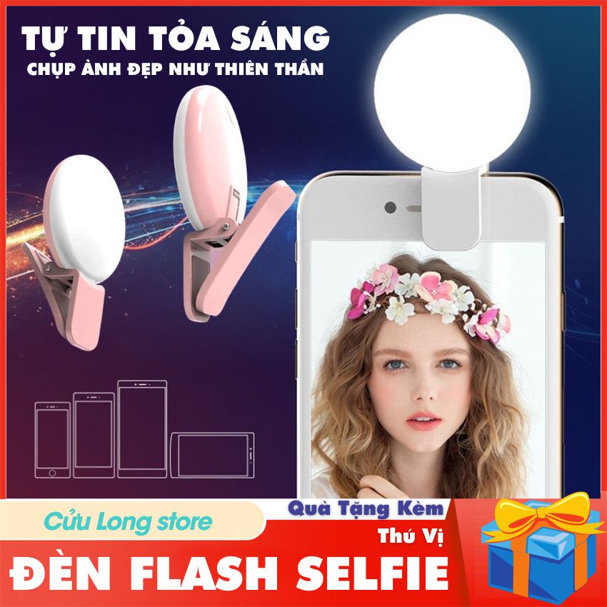 Đèn Led Flash Selfie quay phim chụp hình điện thoại chụp ảnh livestream tiktok mini cầm tay CuuLongstore