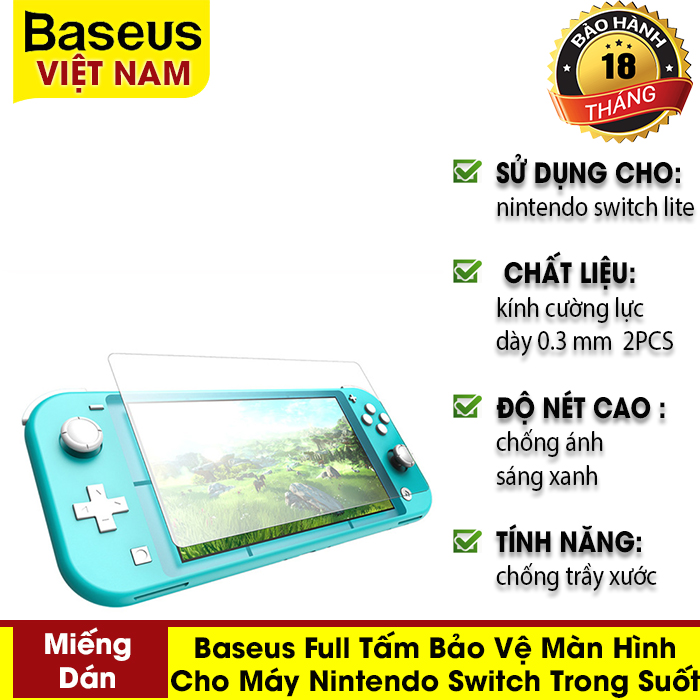 Baseus Full Tấm Bảo Vệ Màn Hình Cho Máy Nintendo Switch Trong Suốt Bảo Vệ Kính Cường Lực