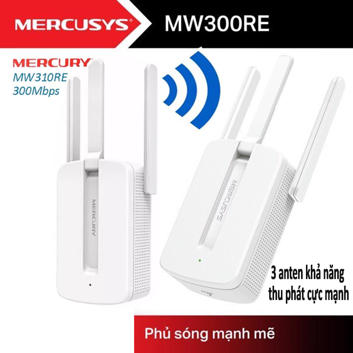 [Freeship] CHÍNH HÃNG, Kích Sóng Wifi Mercury MW310re 300Mbps 3 Râu Cực Mạnh - BH 1 Năm | Kích Wifi Mercury