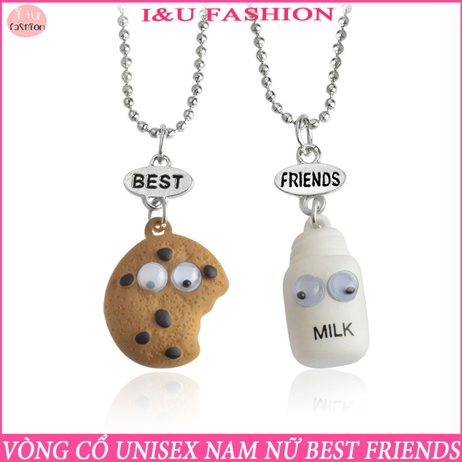 Vòng cổ dây chuyền UNISEX Nam Nữ Best Friends hình chiếc bánh và chai sữa vô cùng độc đáo và dễ thương , vòng cổ đôi , vòng cổ nhóm VC-46