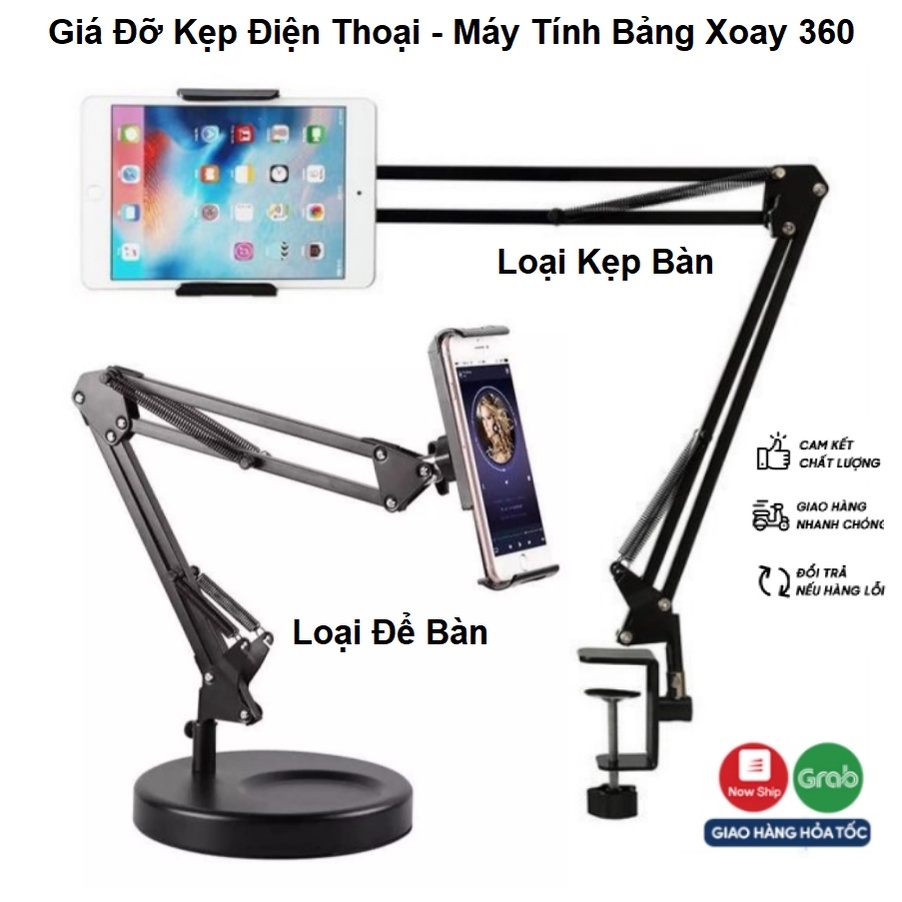 Giá Đỡ Điện Thoại Di Động - Máy Tính Bảng - Livestream - Dạy Và Học Online - Họp Trực Tuyến - Xoay 360 Độ Tiện Lợi