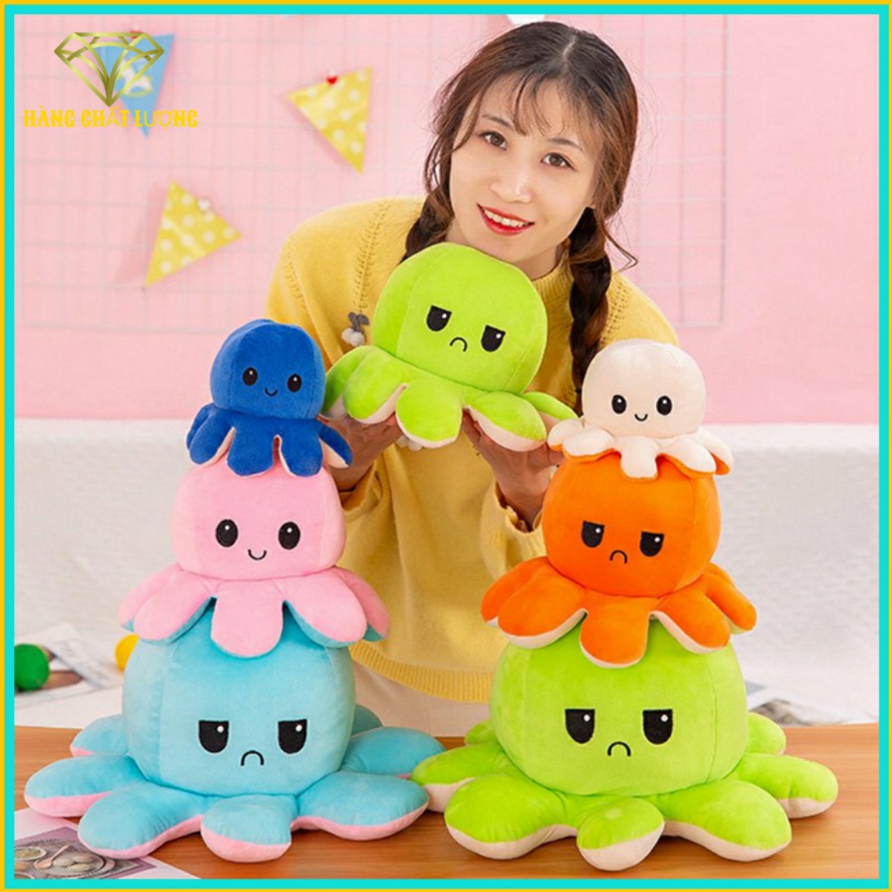 [HCM]Gấu bông hàng hot gấu bông bạch tuộc cảm xúc  bạch tuộc cảm xúc 2 mặt  gấu bông bạch tuộc cảm xúc (size 20x10cm)