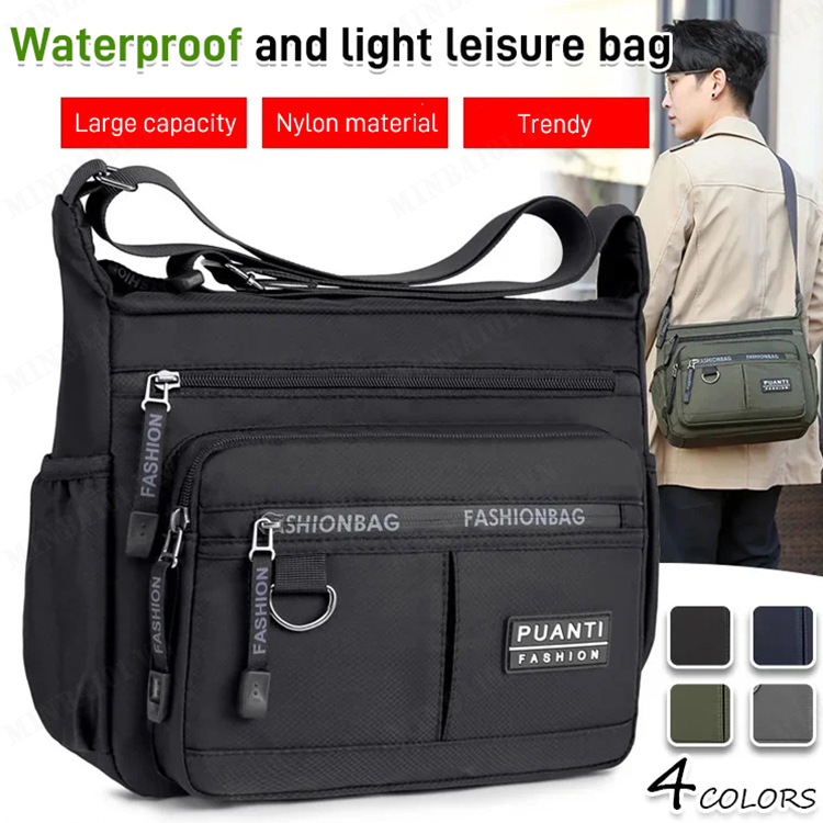 minbai01 Men's Crossbody Bag Waterproof Horizontal Shoulder Bag