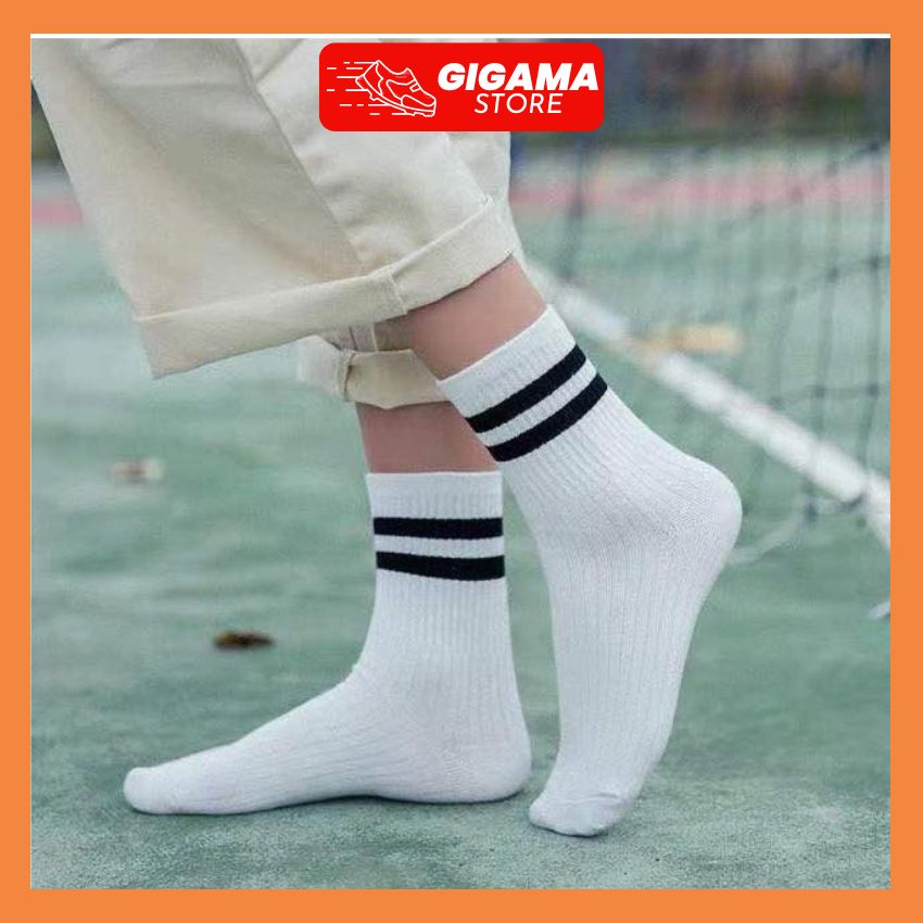 Vớ cổ cao tất cổ cao nam nữ trên mắc cá 2 sọc hàng quảng châu loại 1 freesize cotton thoáng mát