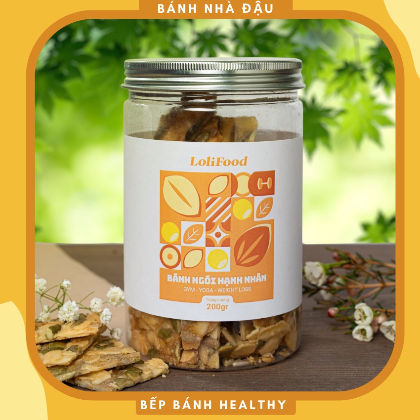 Bánh Ngói Hạnh Nhân Ăn Kiêng Lolifood Ít Đường Dinh Dưỡng Hộp 200g