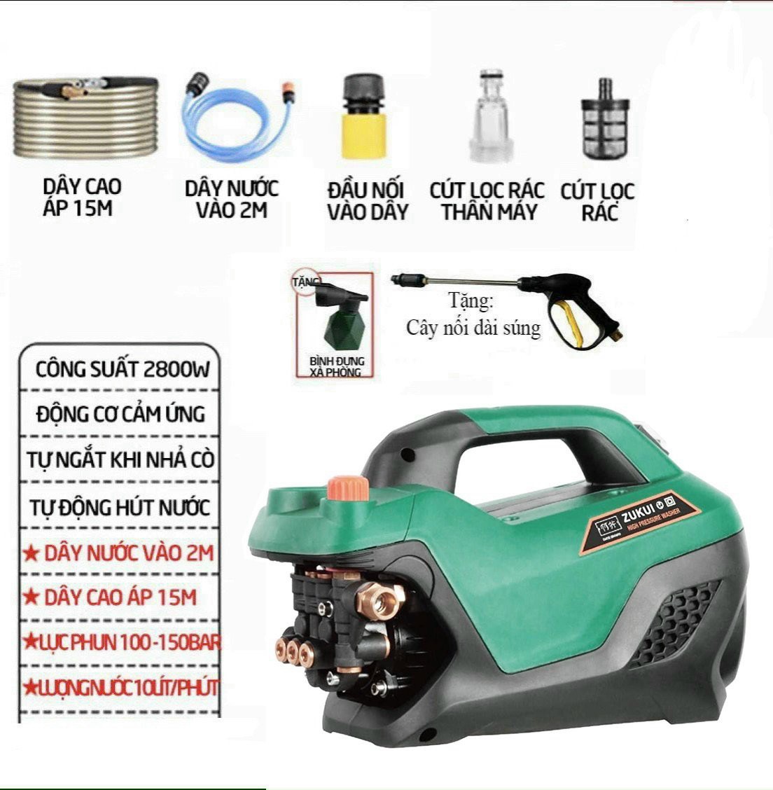 Máy xịt rửa xe chỉnh áp zukui s7 - 2800w
