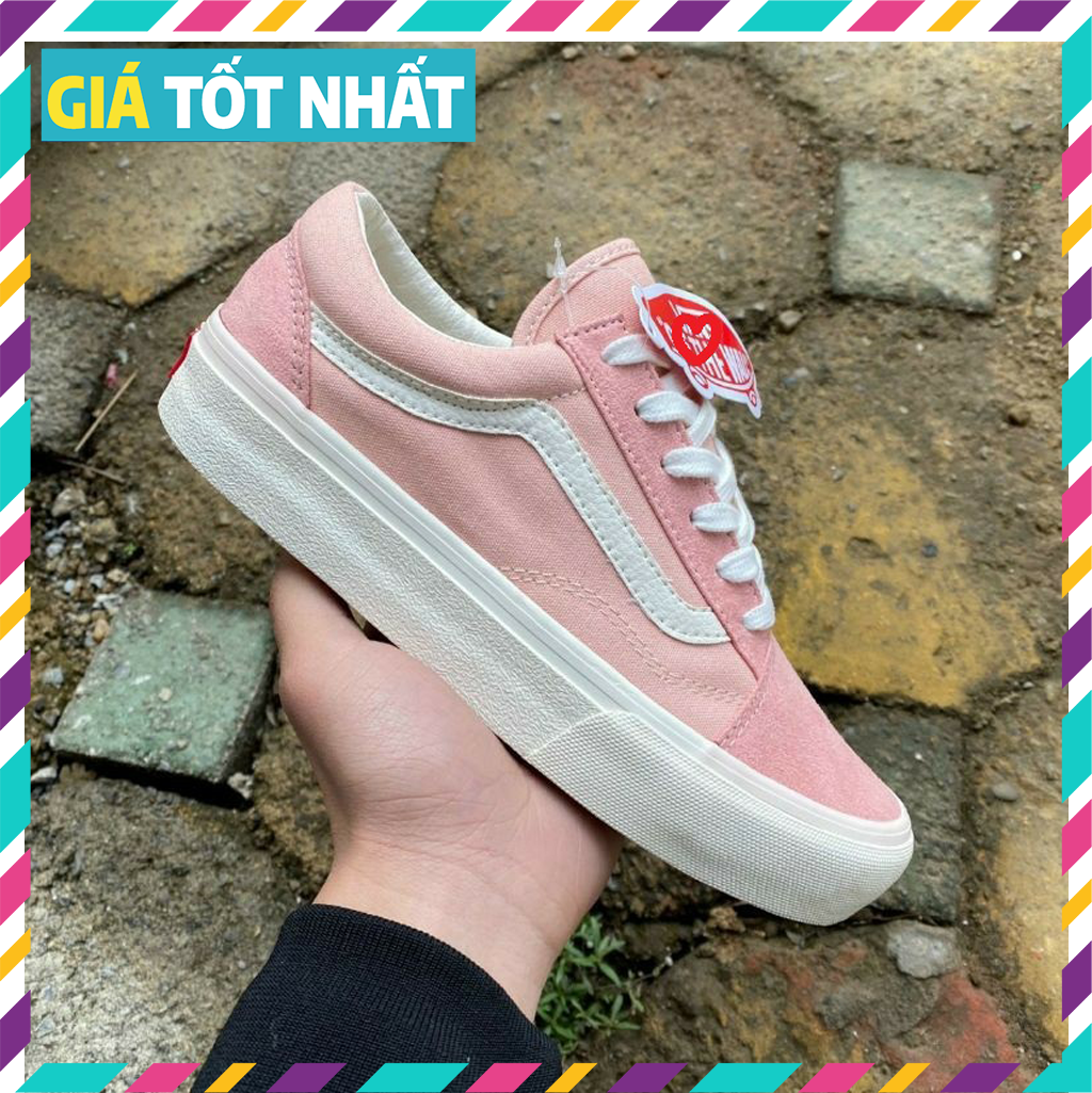 Giày vans Vault nữ  , Giầy sneaker thể thao phong cách old skool màu hông Full Box, bill . tag