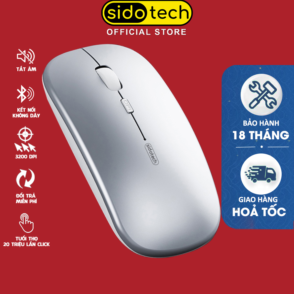 Chuột không dây bluetooth sạc pin 1 lần dùng 1 tháng chống ồn click SIDOTECH M1P nhạy DPI 1000/1200/1600 dòng chuột máy tính cho Macbook laptop tương đương chuột không dây logitech fuhlen xiaomi apple inphic - Hàng Chính Hãng