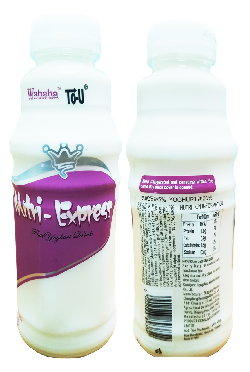 Sữa Chua uống trái cây Wahaha Đài Loan Nutri- Express TO-U 500 ml