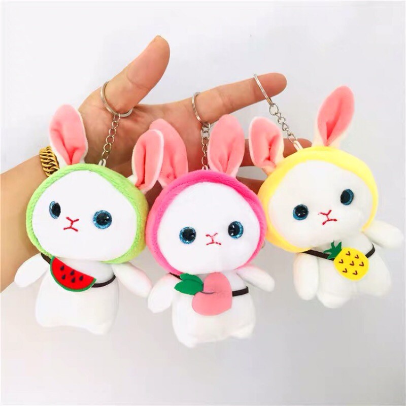 Móc khoá thỏ bông đội nón cute