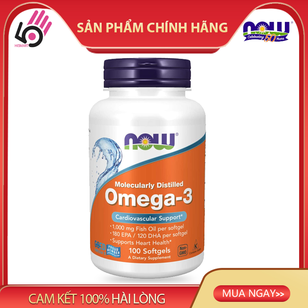 [HCM]Thực phẩm bổ sung Omega 3-Dầu cá bổ sung EPA DHA bổ mắt não tim mạch của Mỹ 1000 mg  Now Foods 100 Viên