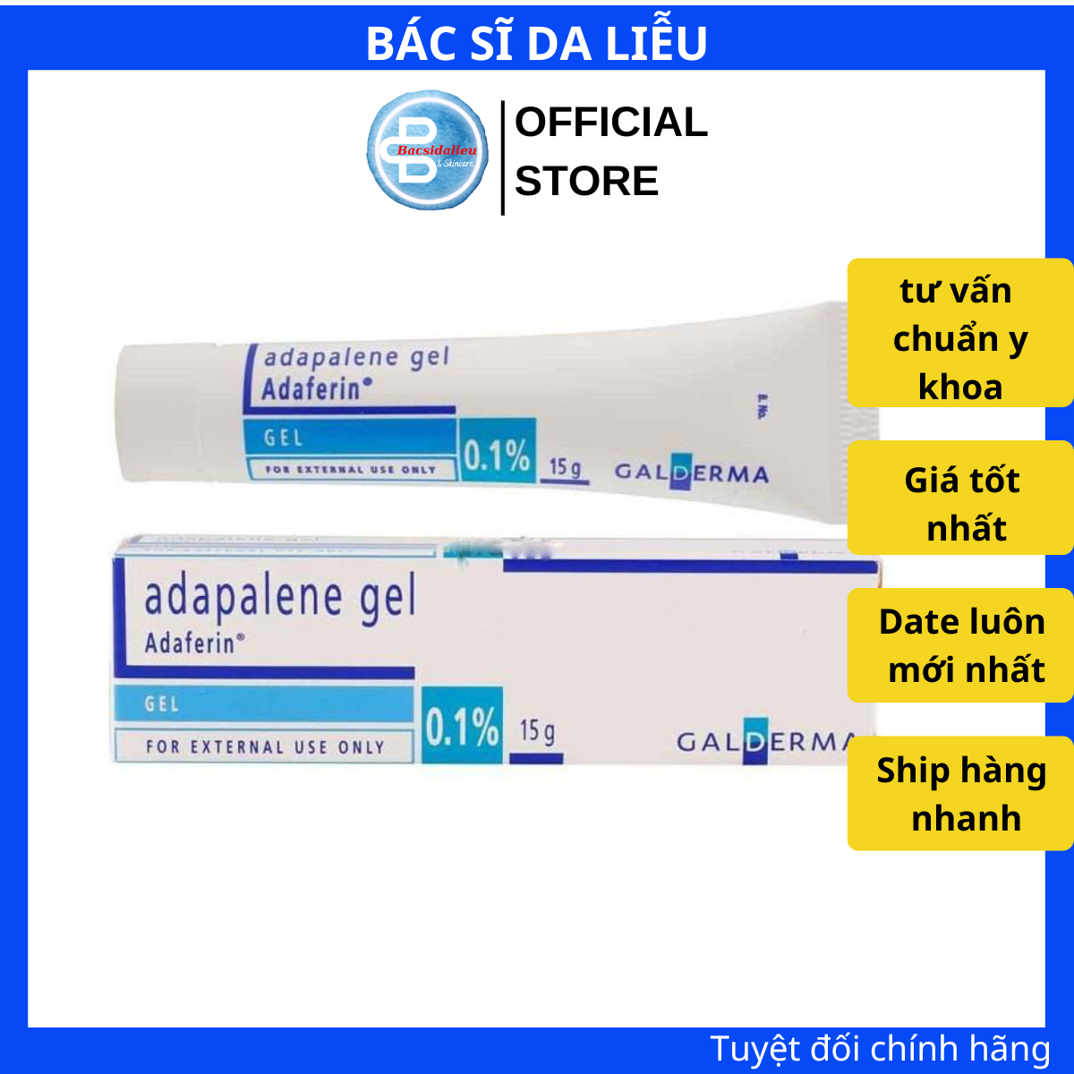 Ada.ferin ɡel (15g) ada 0.1%, giảm mụn, kiềm dầu