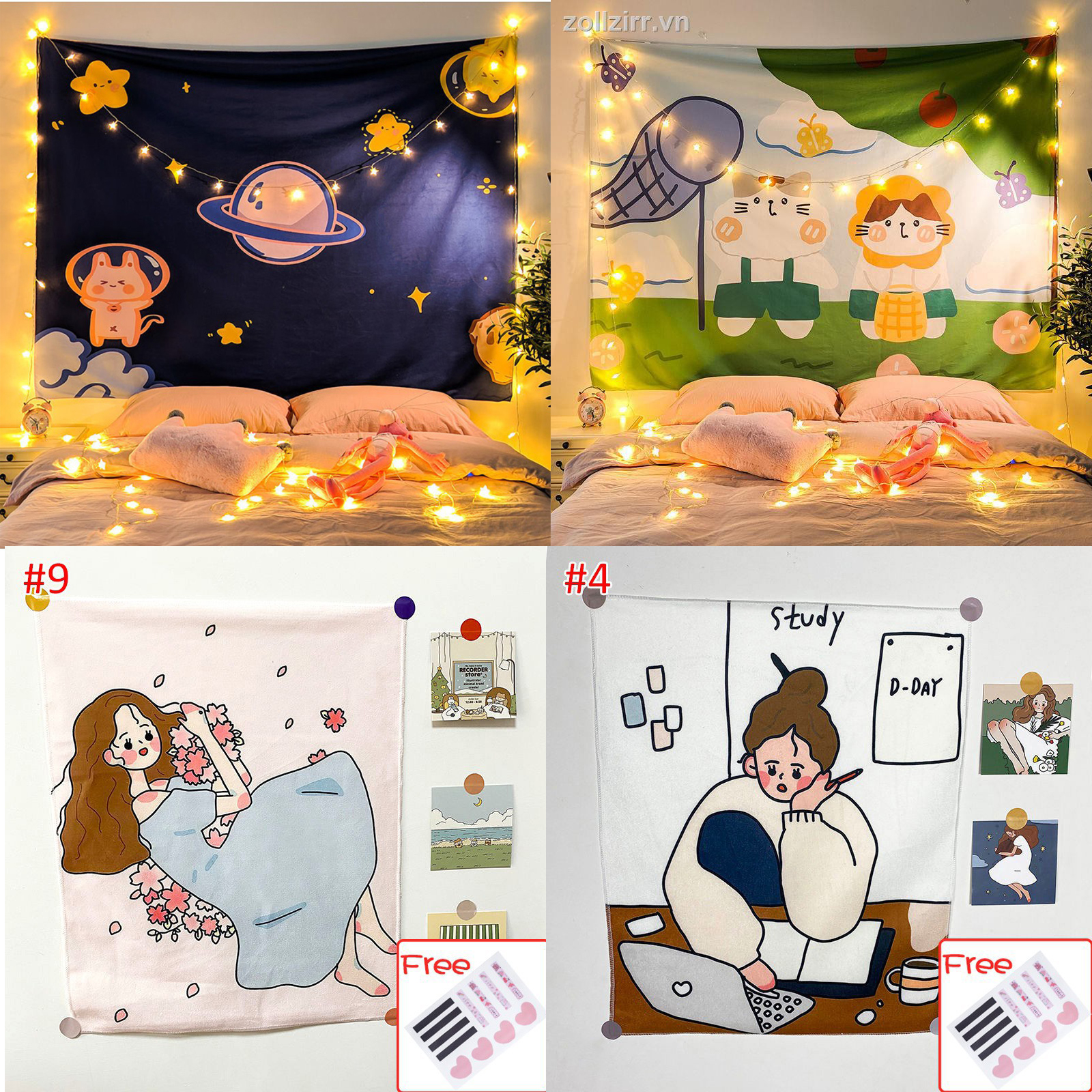 Vải treo tường decor phòng khổ 150x130cm, Tranh vải decor phòng ngủ, Thảm vải trang trí phòng