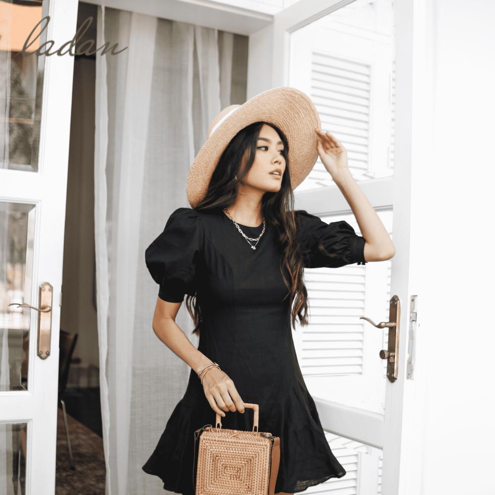 Đầm linen đen m ladan