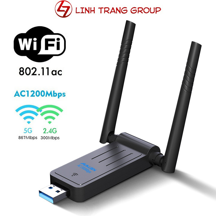 Usb thu wifi 2 râu chuẩn ac 300mbps - pk95