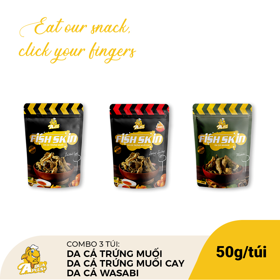 [HCM]Combo 3 vị Snack da cá Aqua Plus 50g