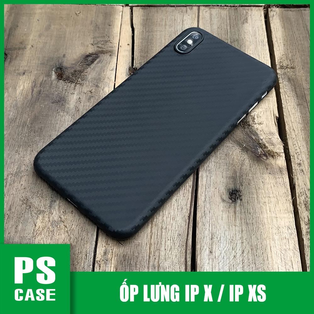 Ốp lưng siêu mỏng, vân carbon dành cho  iPhone X / iPhone XS - Màu đen - PS Case Phân Phối