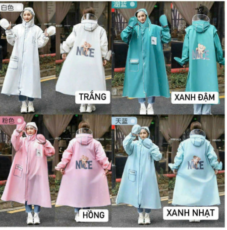Áo mưa thời trang gấu nice nam nữ có kính che mặt siêu bền, đẹp - thingkids