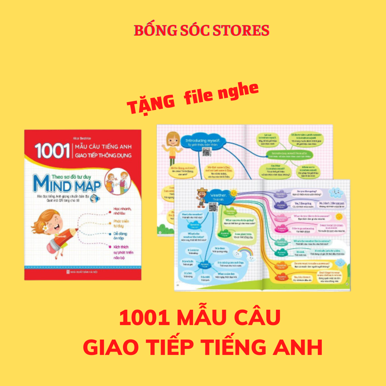 Sách 1001 mẫu câu giao tiếp theo sơ đồ tư duy cho trẻ