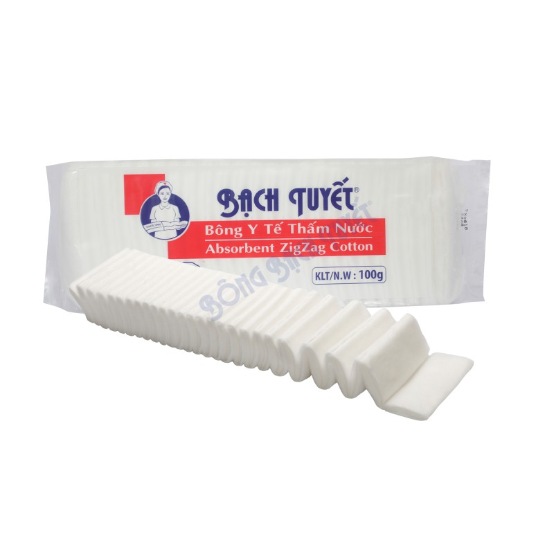 Gói 100gr Bông Gòn Cắt Sẵn ZigZag - Chính Hãng Bông Bạch Tuyết