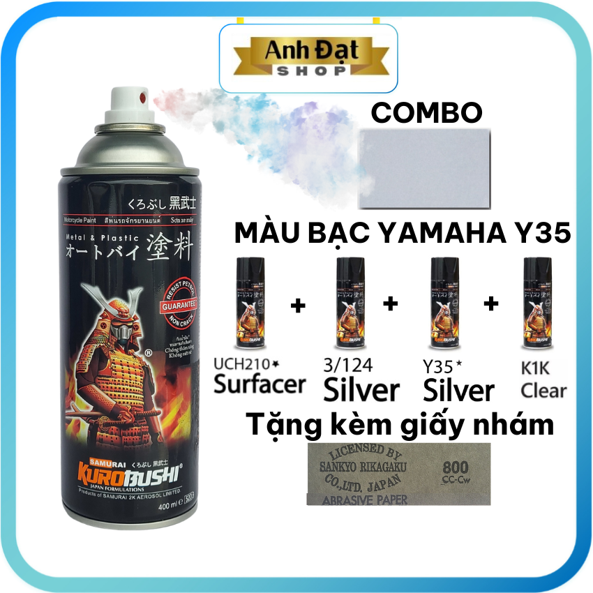 Màu bạc y35*, sơn lót uch210, sơn nền bạc 124, sơn bóng k1k, anh đạt shop