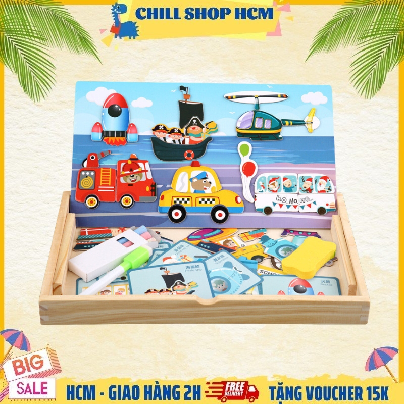 Bảng Ghép Gỗ Thông Nổi Nam Châm 2 mặt 3In1 Ghép Hình Khối Chữ Số Tập Đếm Xem Đồng Hồ Hội họa Đồ Chơi Giáo Dục Sớm Bộ Tranh Ghép Hình Bằng Gỗ Đồ Chơi Trẻ Em Bộ Tranh Ghép Nam Châm Đồ Chơi Phát Triển Trí Não Cho Trẻ