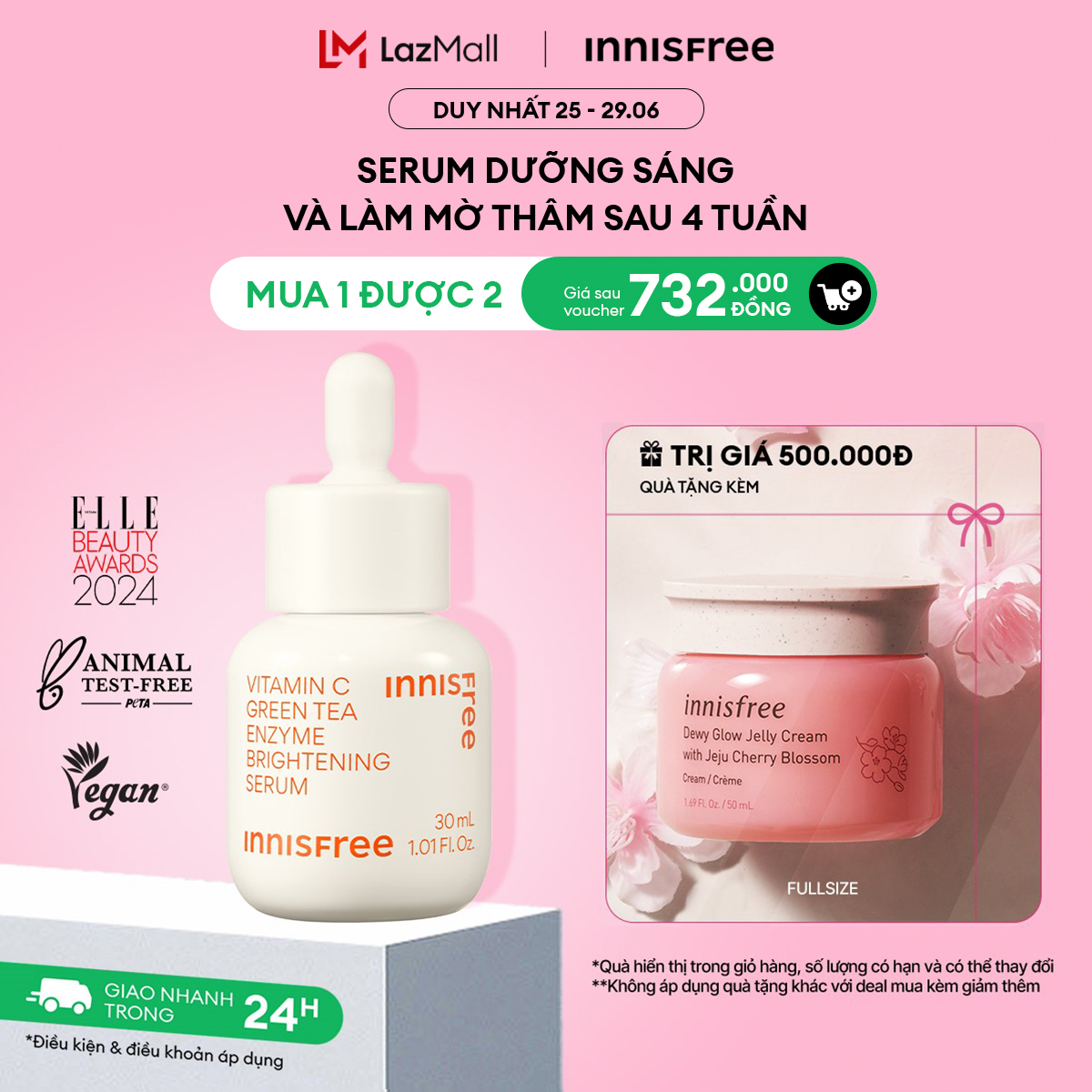 Serum viên nang Vitamin C siêu sáng da INNISFREE Vitamin C Green Tea Enzyme Brightening Serum